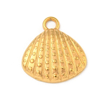 Ion Plating(IP) 304 Stainless Steel Pendants, Shell Charms, Real 18K Gold Plated, 19x17x3mm, Hole: 2.2mm