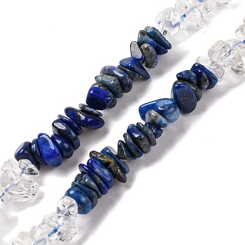 Natural Quartz Crystal & Lapis Lazuli Beads Strands, Chip, 4~17x4~10x1~8mm, Hole: 0.8~1mm, about 15.35~16.14 inch(39~41cm)