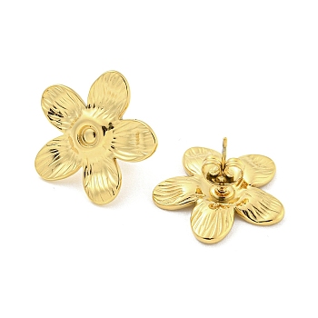 304 Stainless Steel Earring Findings, Flower, Golden, 20.5x22mm