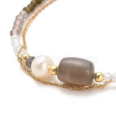 Natural Multi-Moonstone Bead Bracelets(BJEW-E098-10G)-2