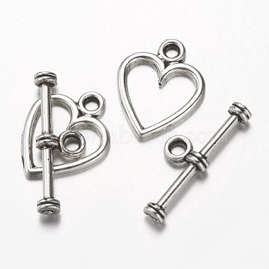 Antique Silver Heart Alloy Toggle Clasps