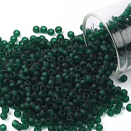 TOHO Round Seed Beads, Japanese Seed Beads, (939F) Transparent Frost Green Emerald, 8/0, 3mm, Hole: 1mm, about 222pcs/bottle, 10g/bottle(SEED-JPTR08-0939F)