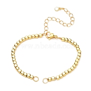 Bracelet Makings, with Brass Cable & Curb Chains, 304 Stainless Steel Lobster Claw Clasps & Open Jump Rings, Brass Cube Beads, Golden, 6-3/8 inch(16.3cm), Hole: 3.4mm(AJEW-JB01078-02)