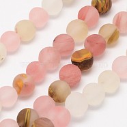 Tigerskin Glass Beads Strands, Frosted, Round, 4mm, Hole: 0.8mm, about 90pcs/strand, 14.1 inch(G-D693-4mm)