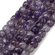 Natural Amethyst Beads Strands, Faceted, Cube, 4.5x4.5x4.5mm, Hole: 0.9mm, about 86pcs/strand, 15.31''(38.9cm)(G-G140-C04-03)