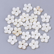 Natural Freshwater Shell Beads, Undyed, Flower, Creamy White, 9x9x2mm, Hole: 1.2mm(SHEL-T017-04)