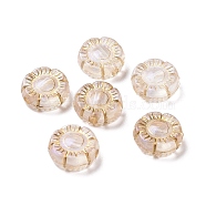 Plating Transparent Acrylic Beads, Golden Metal Enlaced, Flower, Clear, 10x4mm, Hole: 1.6mm, 1770pcs/500g(OACR-P013-17)