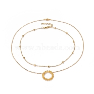 Ring Electroplate Glass Beads Necklaces Sets, with Brass Cable Chains, Linking Rings and Lobster Claw Clasps, Yellow, 14 inch(36cm), 18.9 inch(48cm), 2pcs/set(NJEW-JN02626-03)