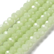 Baking Painted Imitation Jade Glass Bead Strands, Faceted Rondelle, Pale Green, 8x6mm, Hole: 1mm, about 65~68pcs/strand, 15.75''(40~41cm)(DGLA-A034-J8MM-A21)