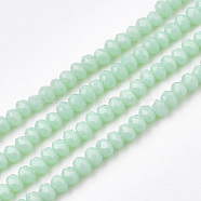 Opaque Solid Color Glass Beads Strands, Faceted, Rondelle, Pale Turquoise, 3x2mm, Hole: 0.5mm, about 180pcs/strand, 16.9 inch(X-GLAA-S178-12B-10)