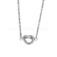 Stainless Steel Pendant Necklaces for Women, Knot, Stainless Steel Color, 15.75 inch(40cm)(KJ2332-2)