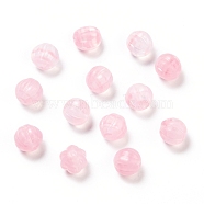 Czech Glass Beads, with Gold Wash, Pumpkin/Round Melon, Pearl Pink, 8mm, Hole: 0.8mm, about 14pcs/10g(X-GLAA-L025-B11)