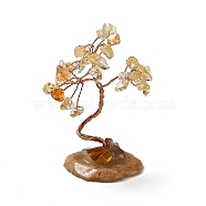 Natural Citrine Chips Tree Display Decorations, Copper Wire Wrapped Feng Shui Ornament, 35~39x39~48x59~80mm(DJEW-C003-01C)