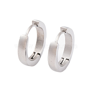 Tarnish Resistant Frosted 304 Stainless Steel Huggie Hoop Earrings for Women, with 316 Stainless Steel Pins, Stainless Steel Color, 2.8x12.5mm(EJEW-C096-31A-P)