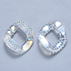 Transparent Acrylic Linking Rings Rhinestone Settings, Quick Link Connectors, AB Color Plated, Twist, Clear AB, Fit for 1.5mm Rhinestone, 29x24.5x7.5mm, Hole: 17x14mm(OACR-S036-009A-D01)