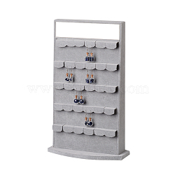 Wooden Covered with Velvet Earring Displays, with Glass Mirror and Iron Findings, Light Grey, 47x25x17cm(EDIS-K001-04)