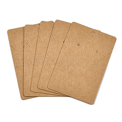 Rectangle Kraft Paper One Pair Earring Display Cards with Hanging Hole, Jewelry Display Card for Pendants and Earrings Storage, BurlyWood, 9x6x0.06cm, Hole: 6mm and 1.6mm(CDIS-YW0001-05)