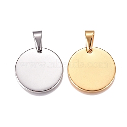 304 Stainless Steel Pendants, Stamping Blank Tag, Flat Round, Mixed Color, 25x1.5mm, Hole: 10x4.5mm(STAS-I135-29)