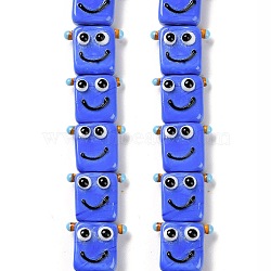 Handmade Lampwork Beads Strands, Robot, Royal Blue, 16x19.5x9.5mm, Hole: 1.8mm, about 30pcs/strand, 18.90''(48cm)(LAMP-Q036-07A)