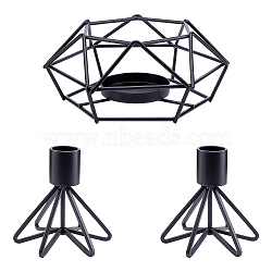 SUPERFINDINGS Iron Candle Holder, Perfect Home Party Decoration, Column & Polygon, Electrophoresis Black, 3pcs/set(AJEW-FH0001-34)