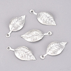 Iron Pendants, Filigree, Leaf, Silver, 21x9.7x2mm, Hole: 1.4mm(X-IFIN-G087-13S)