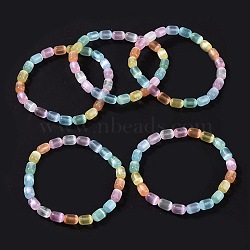 Dyed Natural Selenite Oval Beaded Stretch Bracelet for Women, Mixed Color, Inner Diameter: 2-1/2 inch(6.2cm)(BJEW-I312-03A)