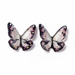Transparent Resin Cabochons, with Gold Foil, Butterfly, Light Coral, 21.5~22x22~24.5x1.5~4.7mm(RESI-L036-10A-01)