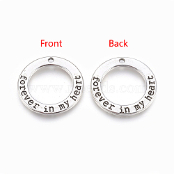 Tibetan Style Alloy Ring Pendants, with Words, Cadmium Free & Lead Free, Antique Silver, 29x2mm, Hole: 2mm, about 210pcs/1000g(TIBEP-S293-018AS-LF)