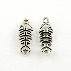 Tibetan Style Alloy Links connectors, Fish Bone, Cadmium Free & Lead Free, Antique Silver, 31x11x2mm, Hole: 2mm, about 621pcs/1000g(TIBE-Q050-01AS-LF)