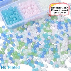600Pcs 6 Colors Imitation Jade Glass Beads Strands, Faceted, Bicone, Mixed Color, 4x4mm, Hole: 0.8mm, 100Pcs/color(GLAA-YW0003-29)