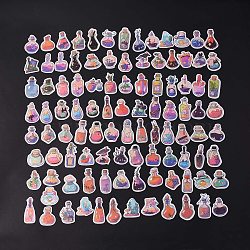100Pcs Magic Theme PVC Waterproof Stickers Set, Magic Potion Bottle Adhesive Label Stickers, for Water Bottles, Laptop, Luggage, Cup, Computer, Mobile Phone, Skateboard, Guitar, Mixed Color, 30~60x20~38x0.1mm(STIC-C003-13)