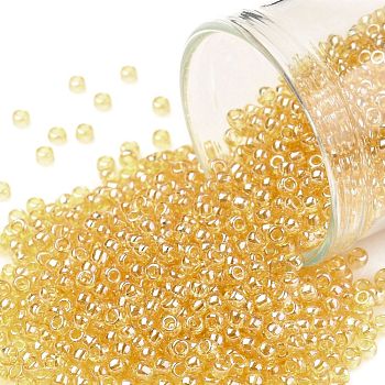 TOHO Round Seed Beads, Japanese Seed Beads, (103) Transparent Luster Light Amber, 11/0, 2.2mm, Hole: 0.8mm, about 1110pcs/bottle, 10g/bottle