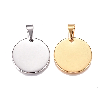 304 Stainless Steel Pendants, Stamping Blank Tag, Flat Round, Mixed Color, 25x1.5mm, Hole: 10x4.5mm