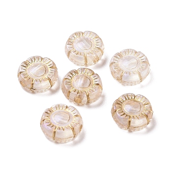 Plating Transparent Acrylic Beads, Golden Metal Enlaced, Flower, Clear, 10x4mm, Hole: 1.6mm, 1770pcs/500g