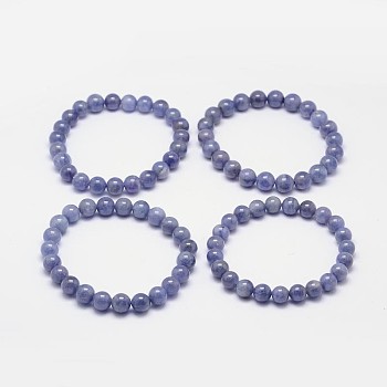 Round Natural Tanzanite Stretch Bracelets, Bead: 54mm