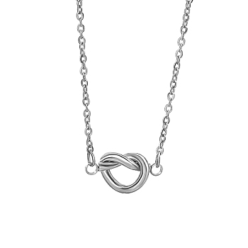 Stainless Steel Pendant Necklaces for Women, Knot, Stainless Steel Color, 15.75 inch(40cm)