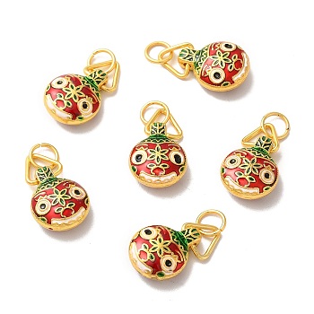 Zinc Alloy Enamel Pendants, with Jump Ring, Golden, Gold Swallowing Beast Charm, Red, 27mm, Pendant: 15x11.5x5.5mm