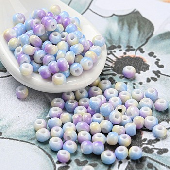 Two Tone Opaque Colours Glass Seed Beads, Round, Lilac, 3x2.5mm, Hole: 0.9mm, about 170pcs/bag