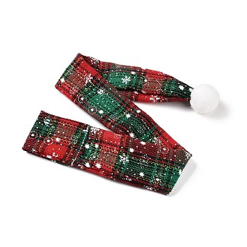 Cloth Pet's Christmas Scarves, Xmas Kitten Puppy Tartan Pattern Collar Bibs, with Polyester Findings, Green, 490x50x4mm