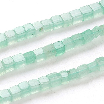 Natural Green Aventurine Beads Strands, Cube, 4x4x4mm, Hole: 0.7mm, about 93pcs/Strand, 15.75 inch(40cm)