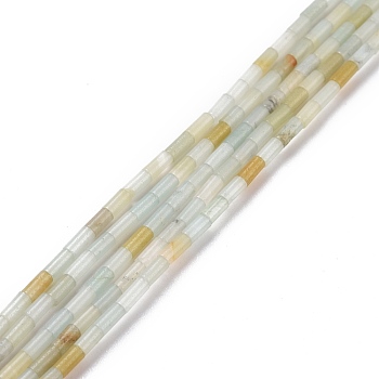 Natural Flower Amazonite Beads Strands, Column, 4x2.5mm, Hole: 1mm, about 87pcs/strand, 14.88~15.12 inch(37.8~38.4cm)