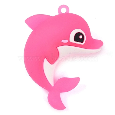 Deep Pink Dolphin PVC Big Pendants