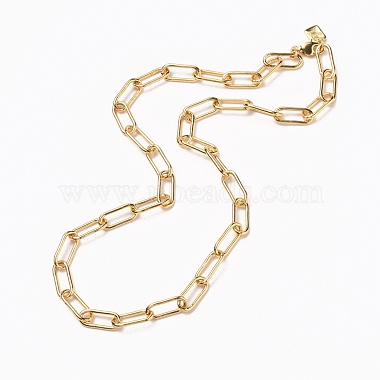 Brass Paperclip Chain Necklaces(NJEW-H206-06G)-2