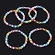 Bracelet extensible en perles ovales en sélénite naturelle teinte pour femmes(BJEW-I312-03A)-1