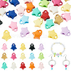 30Pcs 15 Colors Baking Paint Opaque Acrylic Beads, Star, Mixed Color, 12.5x10x7mm, Hole: 1.6mm, Inner Diameter: 4mm, 2pcs/color (ACRP-TA0001-05)