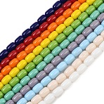 Opaque Glass Beads Strands, Barrel, Mixed Color, 9x6mm, Hole: 1mm, about 43pcs/strand, 15.28''(38.8cm)(GLAA-Z015-02)