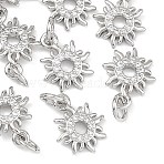 SHEGRACE Brass Clear Cubic Zirconia Charms, Sun Charms, Cadmium Free & Lead Free & Nickel Free, Real Platinum Plated, 11.5x9x2mm, Hole: 3mm(XGRQ3P685-588P)
