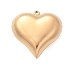 304 Stainless Steel Pendants, Heart Charm, Real 18K Gold Plated, 30x29x12mm, Hole: 2mm(STAS-Q349-02D-G)