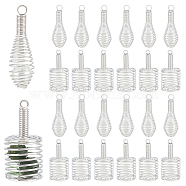 Elite 48Pcs 2 Styles Hollow Iron Wire Bead Cage Pendants, Spiral Bead Cage, Platinum, 36~37x12.5~16mm, Hole: 2~3.5mm, 24pcs/style(IFIN-PH0005-20)