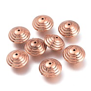 CCB Plastic Beads, Grooved, Flat Round, Red Copper, 20x12.5mm, Hole: 1.5mm(CCB-G010-11R)